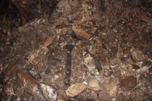 A charred bone of a Japanese. The Malinta Tunnel was not destroyed because of bombings from outside but rather from explosions inside the tunnel when 2,000 Japanese soldiers bombed themselves inside the tunnel rather than surrender.